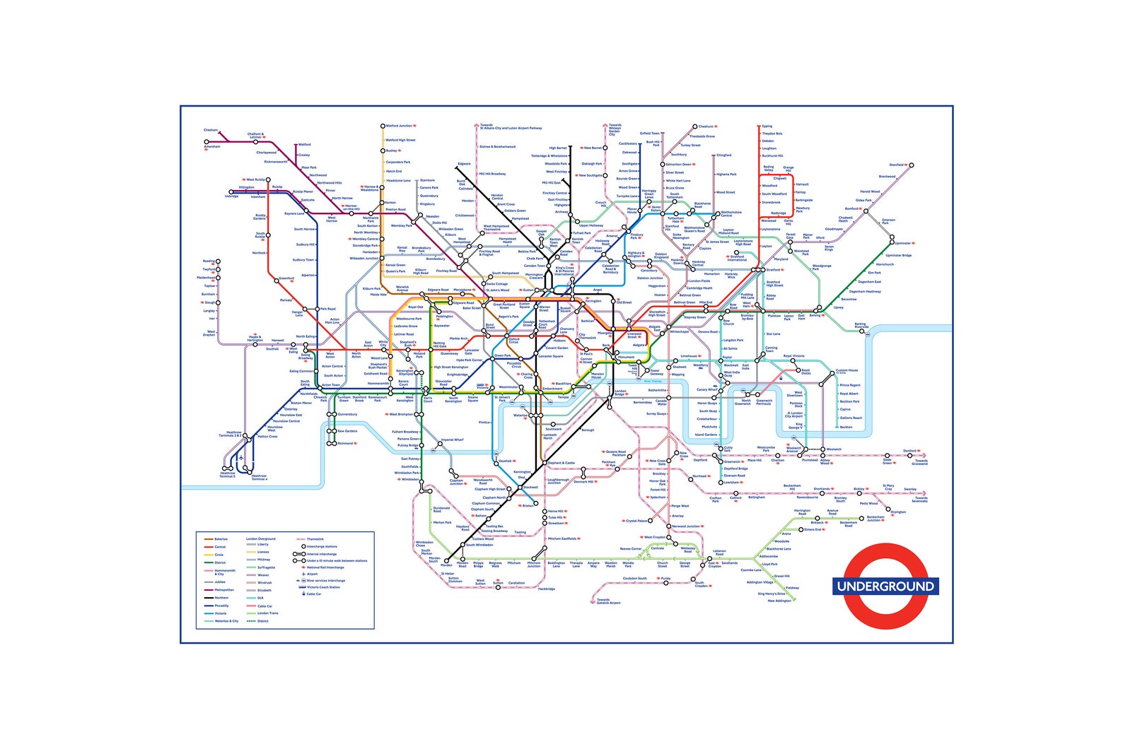 London Underground Tube Map 2025 Etsy UK