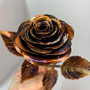 Handcrafted Metal Rose, Bronze, Copper, Romantic Anniversary Gift, Wedding Gift, Unique Keepsake, Elegant Home Décor, Valentines gift