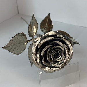 Handcrafted Metal Rose, Nickel, Silver, Romantic Anniversary Gift, Wedding Gift, Unique Keepsake, Elegant Home Décor, Valentines Gift