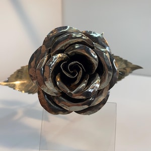 Handcrafted Metal Rose, Nickel, Silver, Romantic Anniversary Gift, Wedding Gift, Unique Keepsake, Elegant Home Décor, Valentines Gift