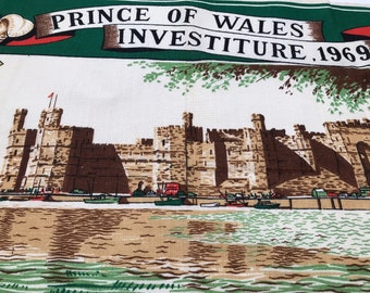 Tea Towel - Prince Charles’ Investiture 1969- Vintage Souvenir