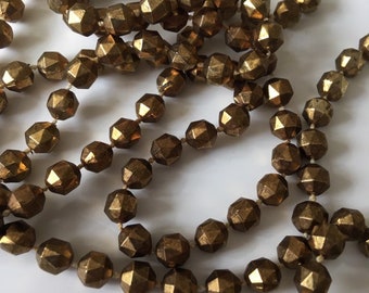 Vintage necklace - old gold self strung plastic beads - Costume Jewelry