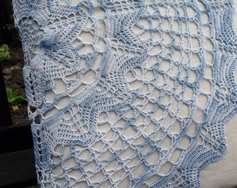 Vintage Lace covered Tote Bag - useful reusable shopping bag - Iceberg - cream and blue Mandala Circle