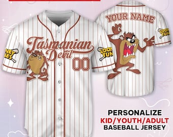 Custom Looney Tune Tasmanian Devil Simple Baseball, Baseball Team Outfit, Gift for Space Jamz Fans, Tune Squad Jersey, Family Jersey