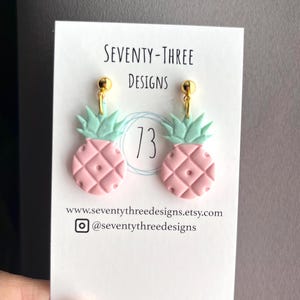 Pink Pineapple Polymer Clay Earrings: Handmade Fruit Jewelry