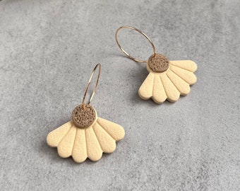 Daisy Flower Hoop Earrings, Polymer Clay Earrings, Handmade Clay Earrings, Dangle Earrings, Hypoallergenic