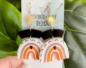 Rainbow Earrings, Sun Earrings, Hypoallergenic