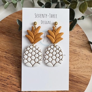 Pineapple Polymer Clay Earrings: Tropical Statement Jewelry