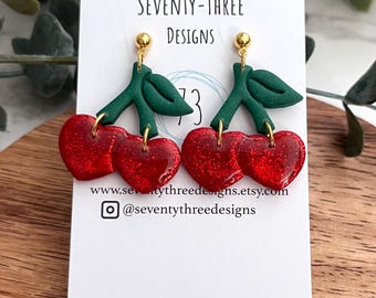 Cherry Earrings, Clay Earrings