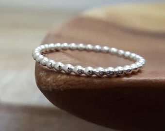 Simple Dainty Ring, Dotted Stackable Sterling Silver Ring, Stack Ring, Band Ring