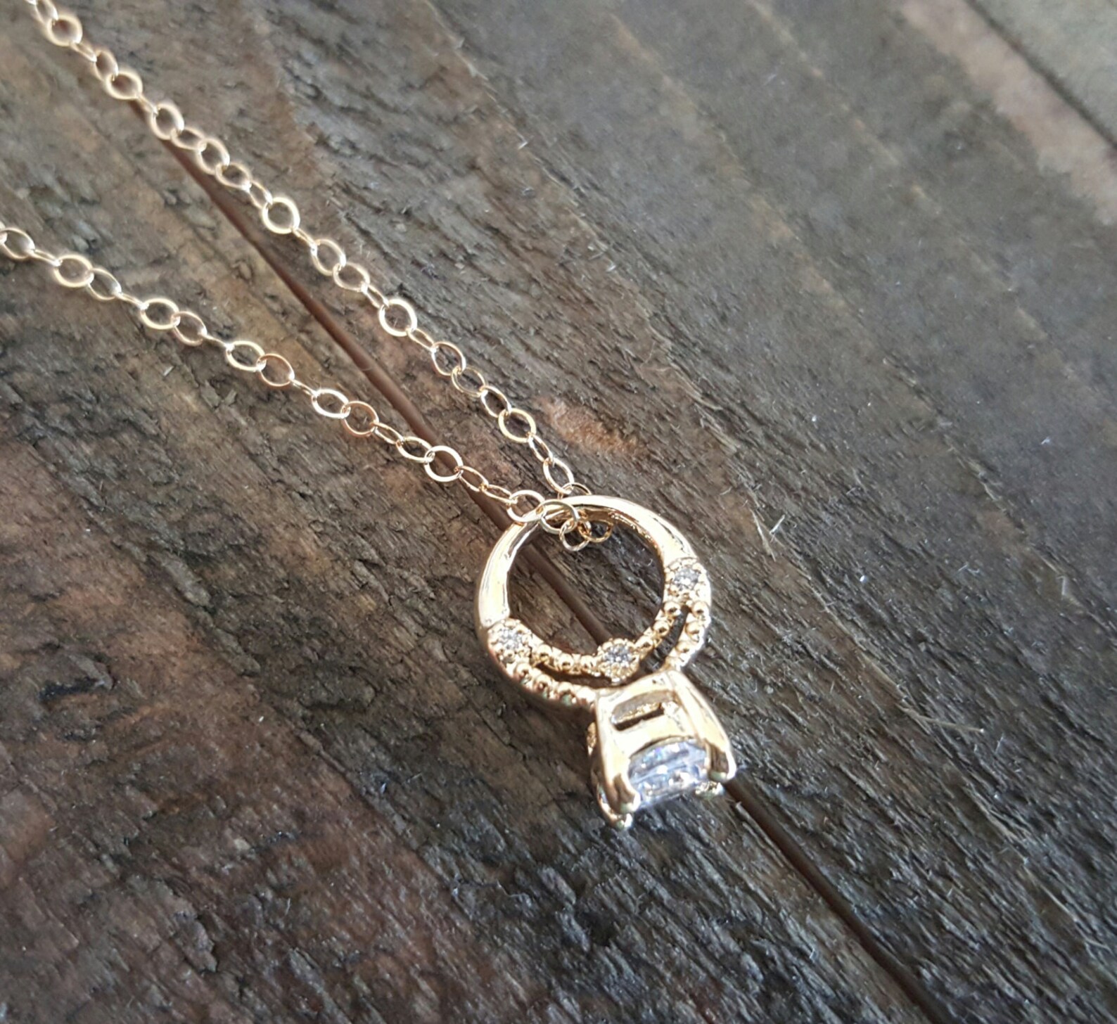 Gold Little Promise Ring Necklace Gold Ring Charm Necklace Etsy Australia
