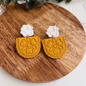 Papel Picado Earrings, Clay Earrings,Tile Earrings, Mexican Inspired Jewelry, Statement Earrings