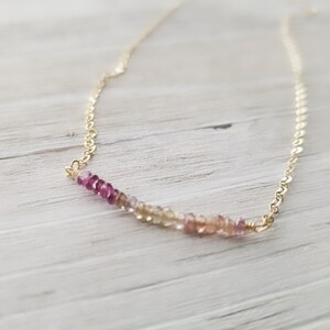 Tundra Sapphire Bar Necklace, Dainty Beaded Necklace, Layering Necklace, Sapphire Necklace image 4