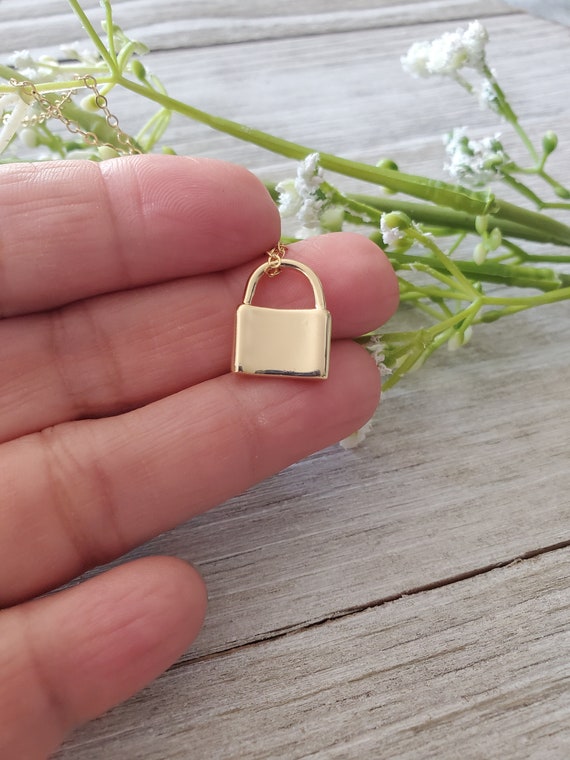 Padlock Necklace Gold Lock Necklace Layering Necklace Gift 