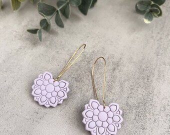 Handmade Polymer Clay Earrings, Spring Earrings, Flower Earrings, Elongated Earrings, Hypoallergenic Earrings