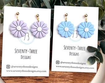 Flower Earrings, Handmade Clay Earrings, Daisy Earrings, Spring Earrings, Dangle Earrings, Gift for Her, Nickel Free