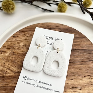 Clay Earrings, White Clay Earrings, Boho Earrings, Bridal Jewelry, Gift for Her, Everyday Earrings
