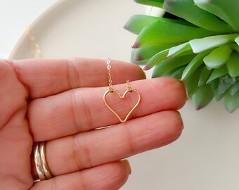 Heart Gold Filled Necklace, Love Necklace, Gold Necklace, Gift for Her, Bridal Jewelry, Layering Necklace, Dainty Necklace