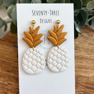 Pineapple Polymer Clay Earrings: Tropical Fruit, Lightweight & Nickel-Free