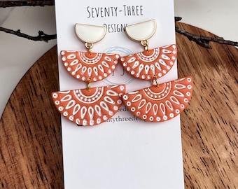 Terracotta Clay Tier Earrings, Polymer Clay Earrings, Fall Earrings, Dangle Earrings, Statement Earrings, Gift for Her