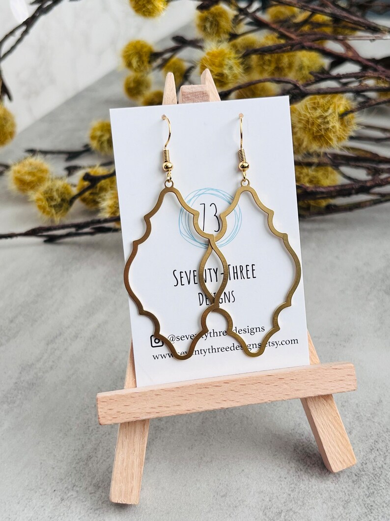 Quatrefoil Earrings, Brass Dangle Earrings, Minimalist Earrings, Gift for Her image 5