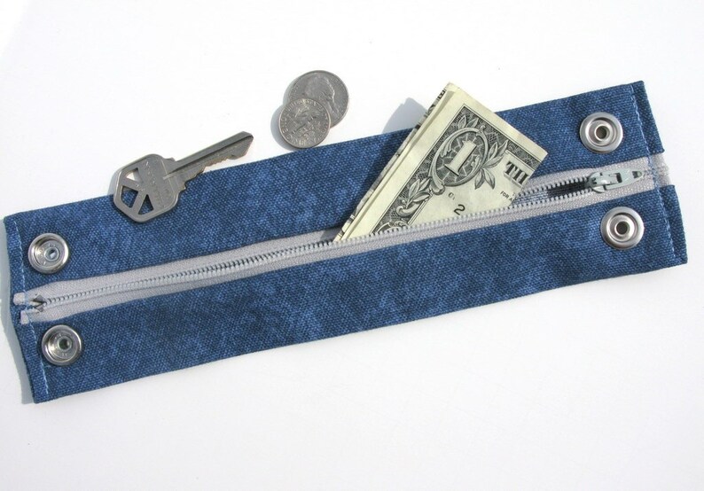 Wrist Money Cuff Blue Denim Hide Cash Coins Keys Notes | Etsy