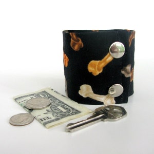 Wristband Money Cuff Secret Stash Dog Bones hide your cash, jewels, key, health info in an inside zipper image 3