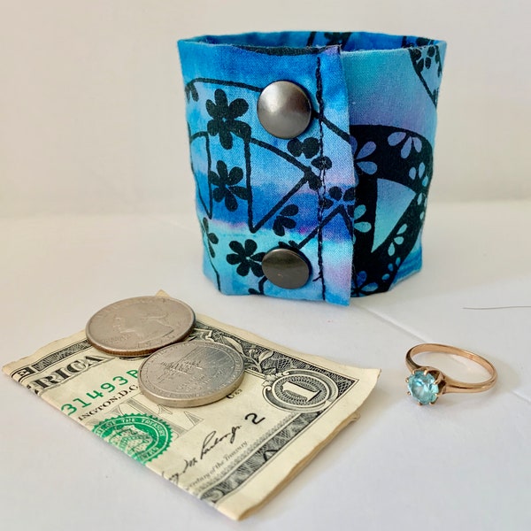 Money Cuff Wrist Wallet ON SALE! - "Secret Stash"- PEACE - hide your cash, key, jewels, health info, in a hidden zipper.