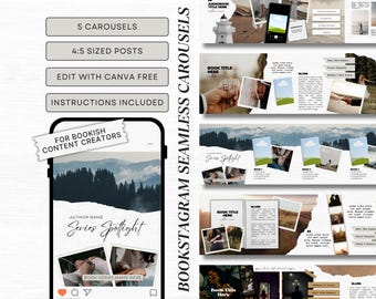 Bookstagram Nahtlose Karussell Vorlage Trendy Bookstagram Canva Bookish Social Media Content Ersteller Scrapbook Instagram Buch Influencer