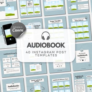 Audiobook Instagram Post Bookstagram Bundle Book Review Canva Template Author Social Media Bookish Content Creator