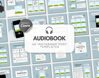Audiobook Instagram Post Bookstagram Bundle Book Review Canva Template Author Social Media Bookish Content Creator