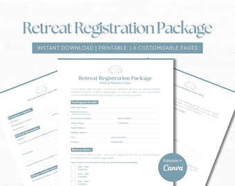 Wellness Retreat Registration Form Template Editable Yoga Retreat Intake Form Printable Women's Retreat Planning Tool Retreat Sign-Up Sheet