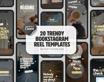 Modello di book reel di tendenza Bookstagram Creatore di contenuti letterari Canva Romanzo Lettore Booktok Autore Social media IG