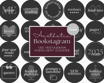 Bookstagram Highlight Cover Bookish Instagram Highlight Cover Template Book Lover Icon Dark Romancy Bookstagram Customizable Canva Template