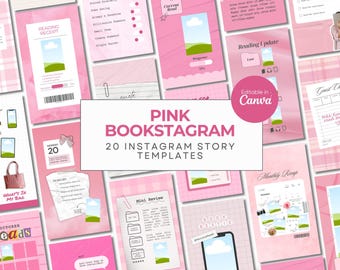 Estetyczny szablon opowieści na Instagramie Bookish, modny influencer książkowy na Instagramie, różowy, media społecznościowe, BookTok, Canva, twórca treści książkowych