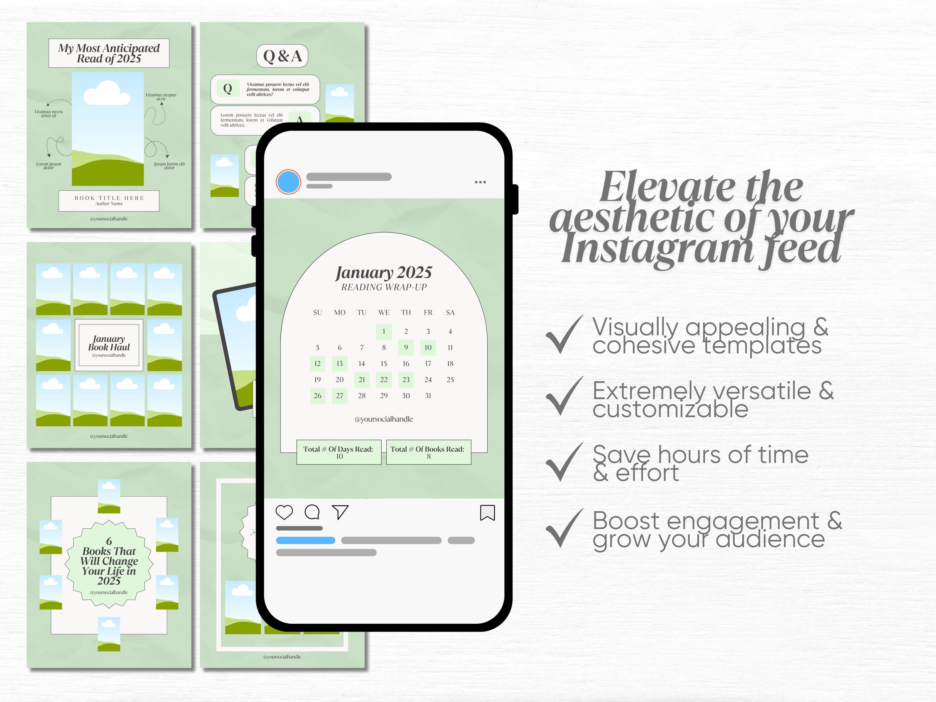 2025 Book Template Bookstagram Canva Bookish Instagram Book Lover ...