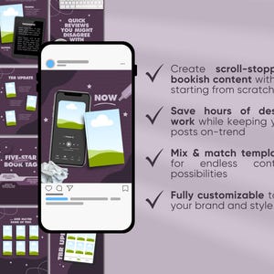 Trendy Bookstagram Bundle Buchbesprechung Canva Template Buch Content Ersteller Autor Social Media Romanze Leser Idee Bild 3