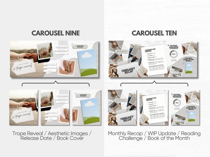 Romance Author Seamless Carousel Template Canva Book Promo Indie Author