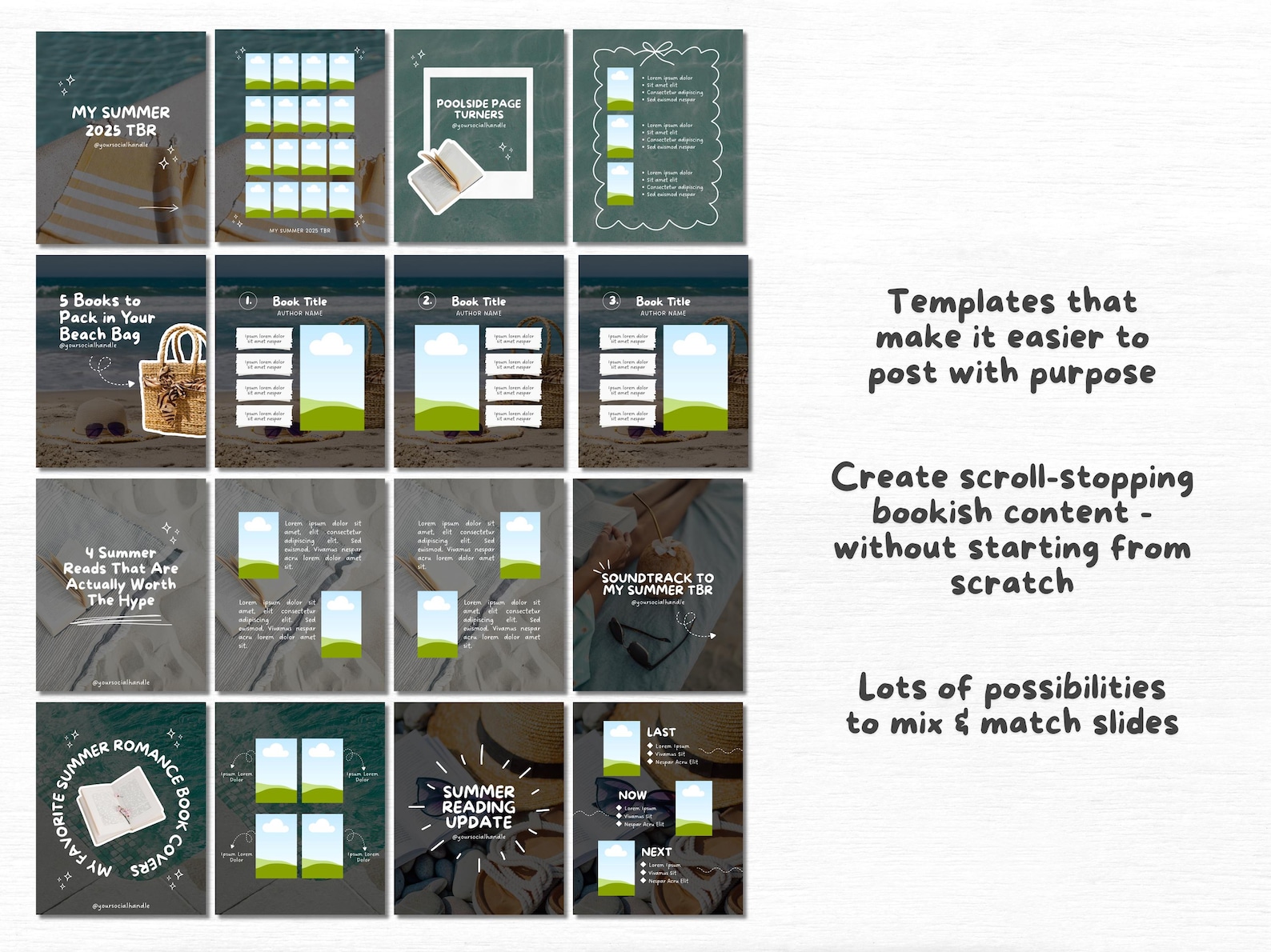 Summer Bookstagram Canva Template Bookish Insta Carousel Post Cozy ...