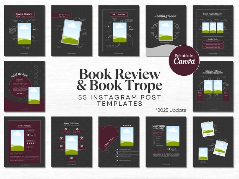 Dark Academia Book Trope Template Bookstagram Story Bookish Instagram Book Review Canva Template Bookstagrammer Social Media Literary Trope Book Marketing