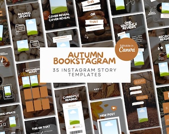 Autumn Bookstagram Story Template Bookish Instagram Author Content Canva Cozy Aesthetic IG Book Influencer Social Media BookTok Template