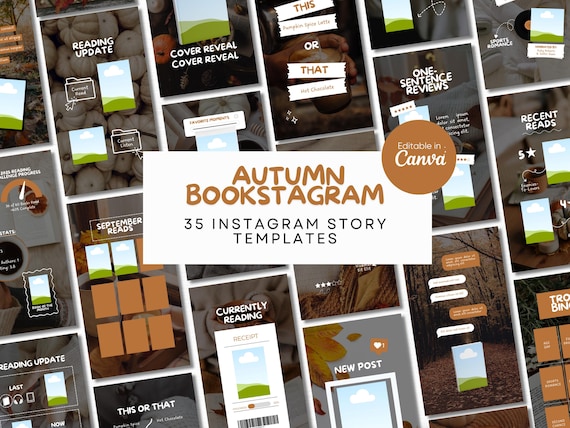 Autumn Bookstagram Story Template Bookish Instagram Author Content Canva Cozy Aesthetic IG Book Influencer Social Media BookTok Template