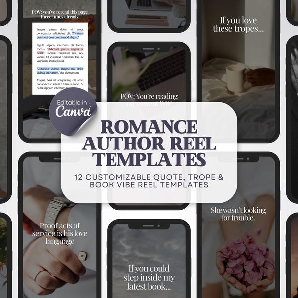 Buchrolle Vorlage Trendy Autor Social Media Booktok Canva Selbstverlag Romanze Schriftsteller Buchwerbung IG Faceless Reel Marketing