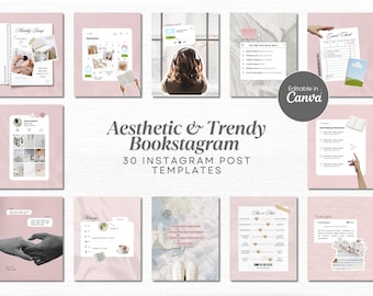 Modny szablon Canva Bookstagram, album ze zdjęciami, influencer książkowy na Instagramie, twórca treści książkowych, wirusowy IG, estetyczna opowieść książkowa na Instagramie