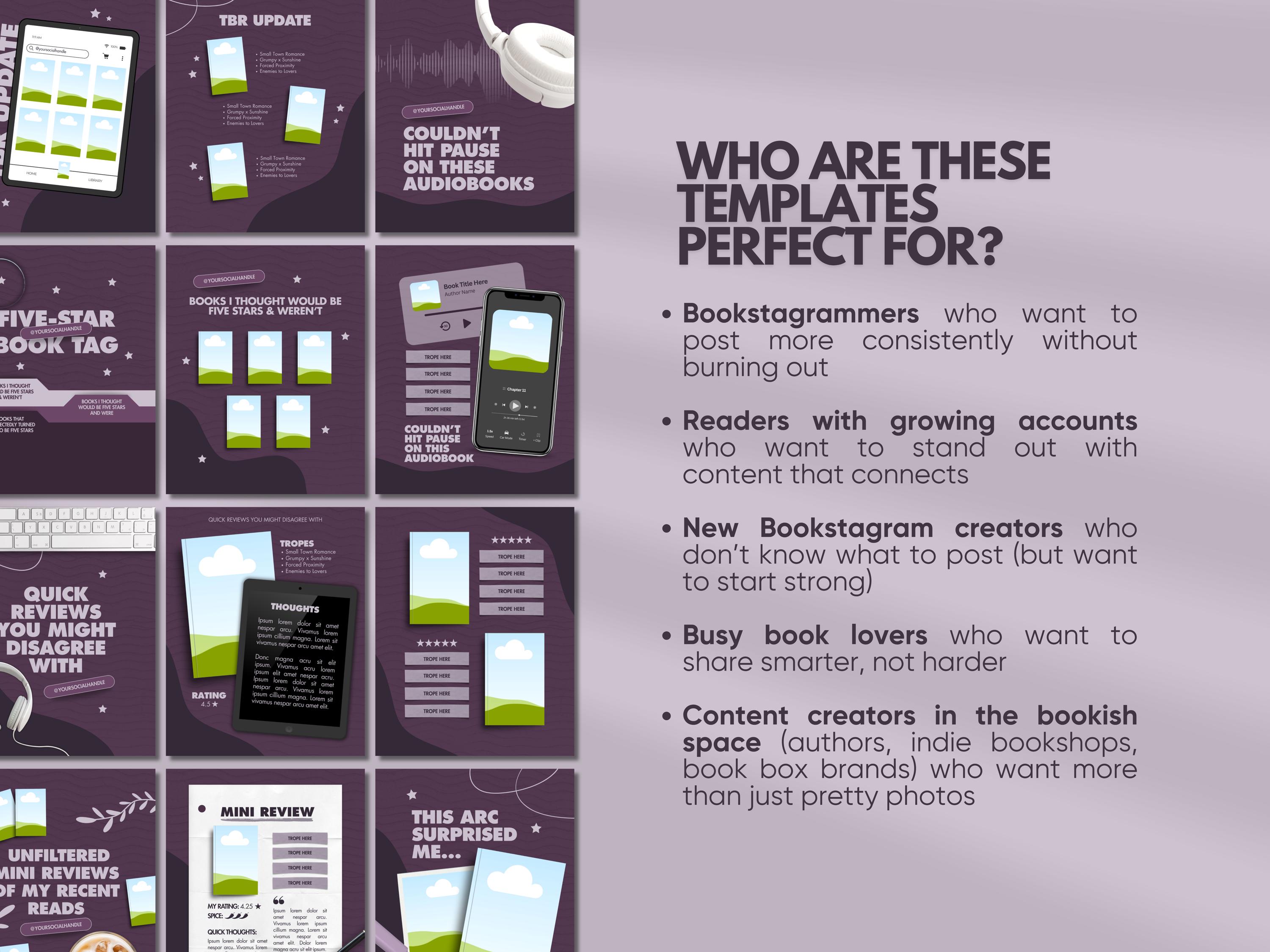 Trendy Bookstagram Bundle Book Review Canva Template Book Content ...