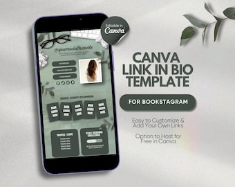 Bookstagram Template Link in Bio Canva Landing Page Book Influencer  Social Media Bio Content Creator IG Author Instagram
