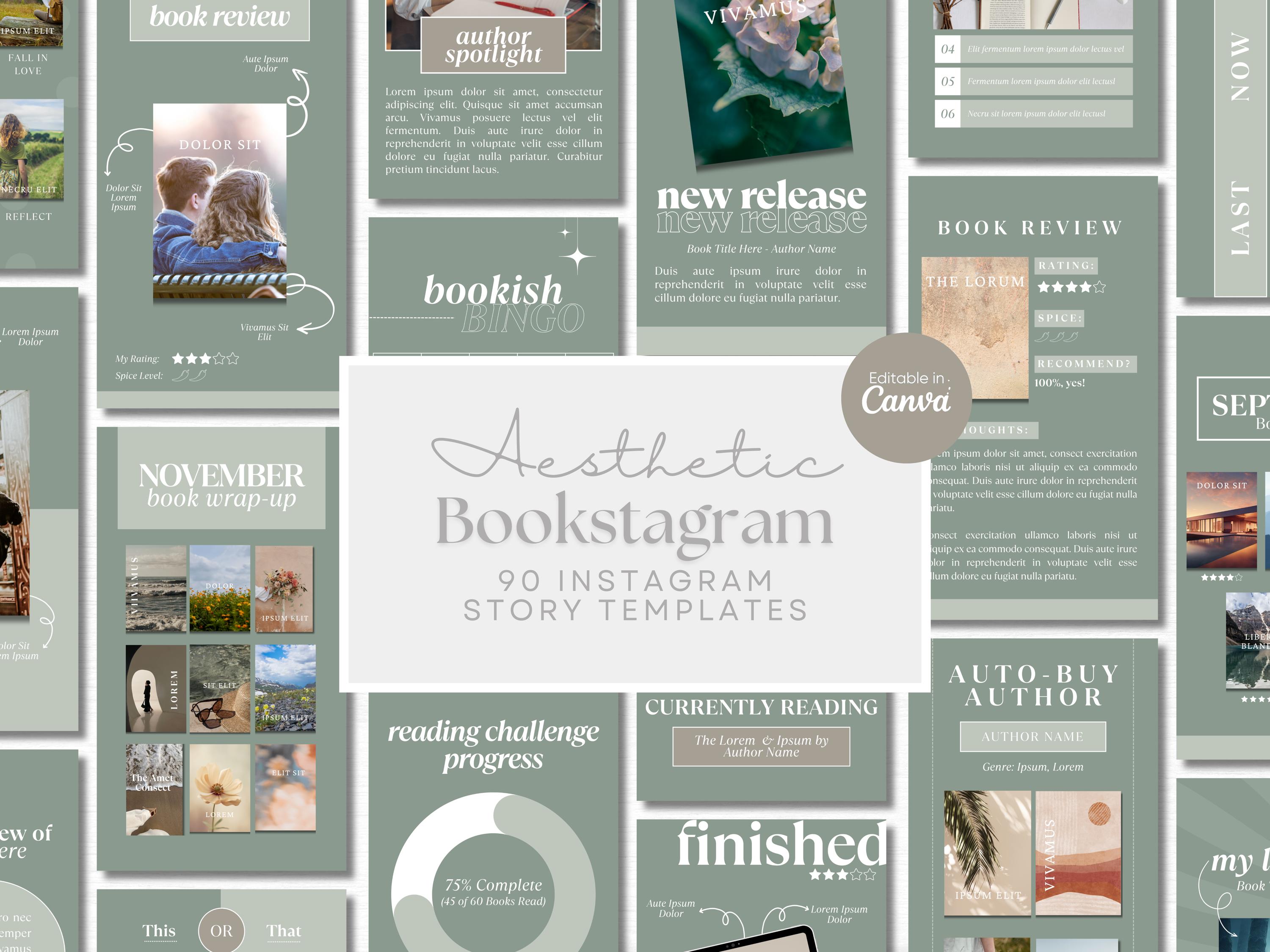 Plantilla de historia de Bookstagram Instagram de Bookstagrammers Autor de redes sociales Contenido de Instagram Plantilla de Bookstagram personalizable Canva
