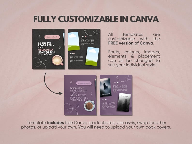 Cozy Bookstagram Seamless Carousel Bookstagram Template Bundle Canva ...