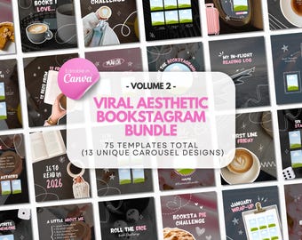 Viral Aesthetic Bookstagram Bundle Trendy Bookstagram Canva Carousel Template Bookish Content Creator Book Influencer Cozy IG Aesthetic