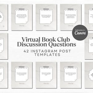 バーチャル読書クラブ Instagram 投稿テンプレート Canva 読書クラブの質問 読書クラブのディスカッションのきっかけ 本に関する会話のきっかけ 本好きのエンゲージメント
